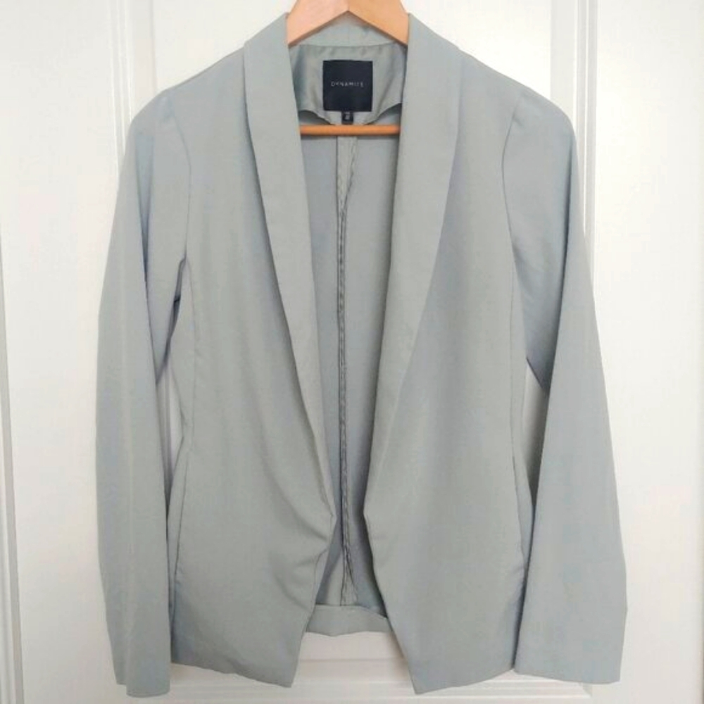 Dynamite pale seafoam light blue open front lightweight blazer jacket Sm…